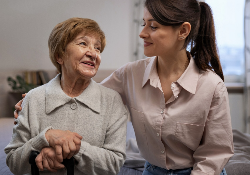 Compañia de Ana a persona mayor de la fundación Harena.